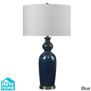 Hgtv Home Ceramic 1 light Blue Table Lamp