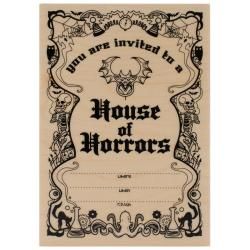 Inkadinkado Halloween Mounted Rubber Stamp 3.5 X5   Horrors Invitation