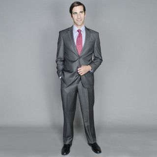 Mens Grey Stripe 2 button Suit
