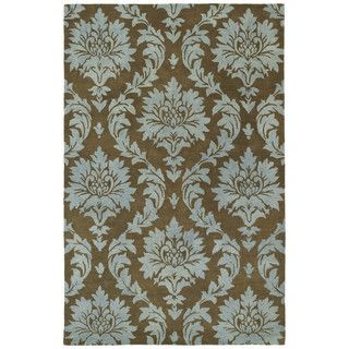 Swanky Blue Damask Wool Rug (96 X 13)