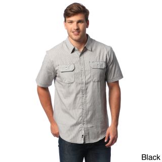 Los Angeles Pop Art Burnside Mens Dobby stripe Short sleeve Shirt Black Size S