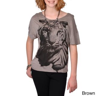 Journee Collection Juniors Short sleeve Tiger Print Top