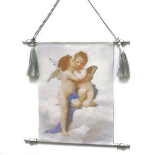 Canvas Scroll Kissing Angels Wall Hanging