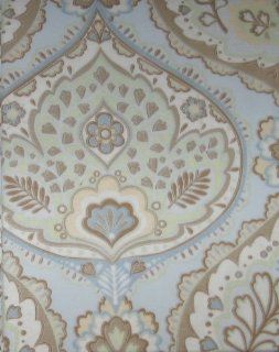 Florence Floral Leaf Medallion Cotton Shower Curtain   Shower Curtain Tan And Blue