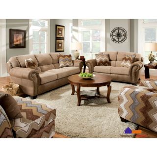 Furniture Of America Hertford 2 piece Fabric leatherette Sofa And Loveseat Set