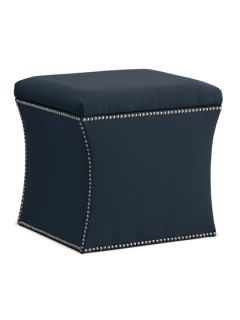 Nail Button Storage Ottoman in Linen by Platinum Collection by SF Designs