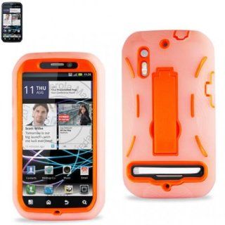 Combo Silicone Hybrid Hard Case with Kickstand for U.S. Cellular/Sprint Motorola Photon 4G/Electrify/MB855   Clear/Orange Cell Phones & Accessories