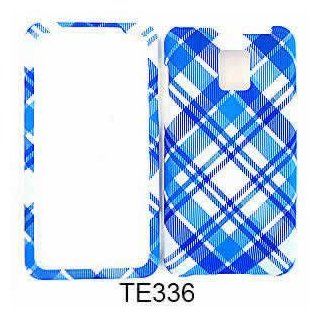 CELL PHONE CASE COVER FOR LG G2X / OPTIMUS 2X WHITE BLUE PLAID Cell Phones & Accessories