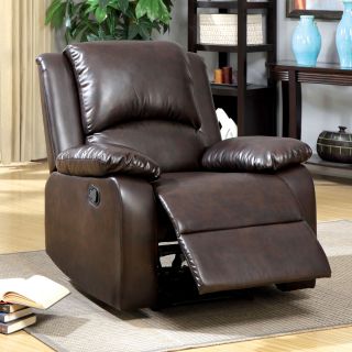 Furniture Of America Taveren Rustic Dark Brown Leatherette Recliner