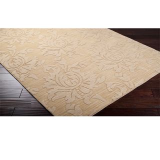 Surya Carpet, Inc Hand Loomed Crete Casual Solid Tone on tone Floral Wool Area Rug (8 X 11) Beige Size 8 x 11