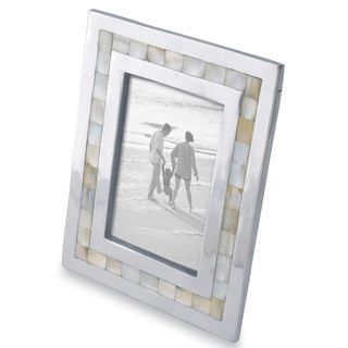 Kindwer Mother Of Pearl Inlayed Aluminum Frame (4x6) Silver Size 4x6