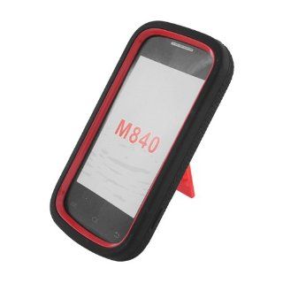 Black Red Hard Soft Gel Dual Layer Cover Case Stand for Samsung Galaxy Prevail 2 Boost Ring Virgin SPH M840 Cell Phones & Accessories