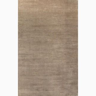 Hand made Solid Pattern Taupe/ Tan Wool/ Art Silk Rug (3.6x5.6)