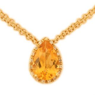 Citrine in Yellow Gold Pendant Necklace with Diamonds quality fashion & value Jewelry