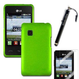 MINITURTLE(TM) LG 840G Tracfone   Neon Green Rubberized Coasted Hard Protective Case Cover with Bonus Screen Protector Film and Large Stylus Capacitive Pen Cell Phones & Accessories