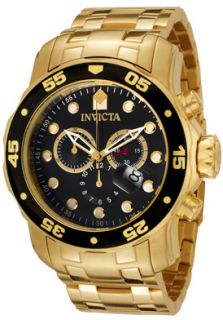 Invicta 0072  Watches,Mens Pro Diver Chronograph 18k Yellow Gold Plated, Chronograph Invicta Quartz Watches