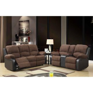 Two tone Chocolate Double Reclining Sofa Rider