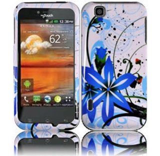 White Blue Flower Hard Cover Case for LG T Mobile myTouch LG Maxx E739 Cell Phones & Accessories