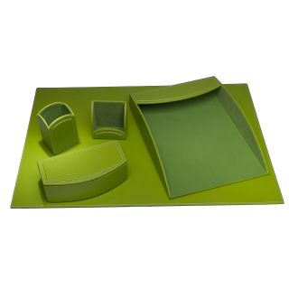 Lime Green Leatherette 5 piece Desk Set