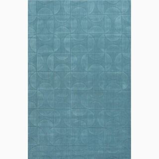 Hand made Blue Wool Textured Rug (8x11)