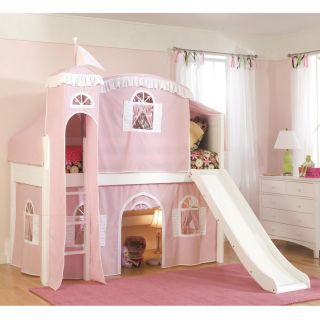 Bolton Furniture Twin Loft Castle Tower Playhouse Bed With Slide And Ladder White Size Twin
