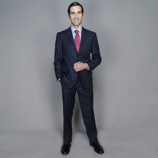 Navy Windowpane 2 bfutton Suit