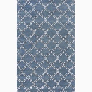 Handmade Blue/ Ivory Wool/ Art Silk Durable Rug (2 X 3)