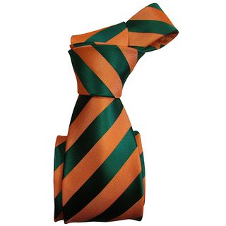 Dmitry Mens Orange and green Striped Italian Silk Tie