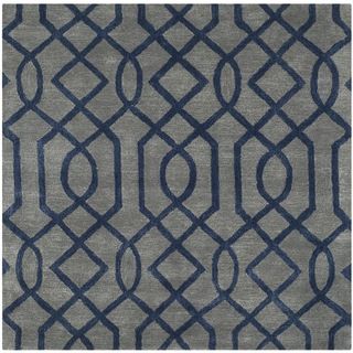 Safavieh Handmade Soho Grey/ Dark Blue New Zealand Wool/ Viscose Rug (6 Square)