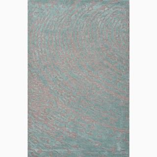 Hand made Gray/ Blue Wool/ Art Silk Textured Rug (9x12)