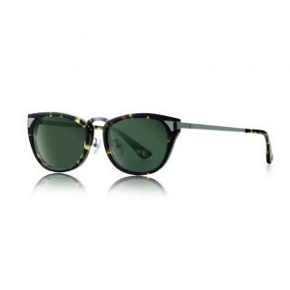 Raen Asper Brindle Tortoise And Silver Sunglasses With Green Lenses