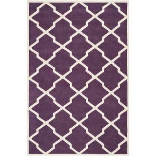 Safavieh Geometric Handmade Moroccan Chatham Purple/ Ivory Wool Rug (5 X 8)