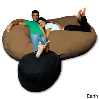 Theater Sacks Llc 7.5 foot Soft Micro Suede Beanbag Chair Lounger Black Size Extra Large