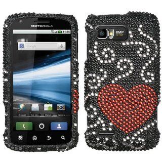 MOTOROLA MB865 (Atrix 2) Curve Heart Full Diamond Bling Phone Case Protector Cover (free ESD Shield Bag) Cell Phones & Accessories