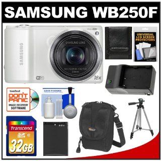 Samsung WB250F Smart Wi Fi Digital Camera (White) with 32GB Card + Battery & Charger + Case + Tripod + Accessory Kit  Point And Shoot Digital Cameras  Camera & Photo