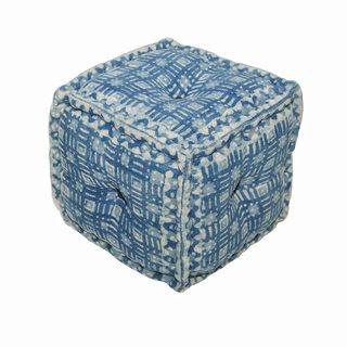 Modern Blue Cube Shape Cotton (16x16x16) Pouf