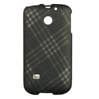 Huawei Ascend II/M865 Rubberized Hard Case Cover   Smoke Diagonal Check Cell Phones & Accessories