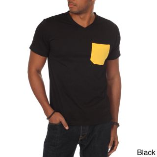 Something Strong Oxymoron Mens Contrast Pocket Solid V neck Tee Black Size S