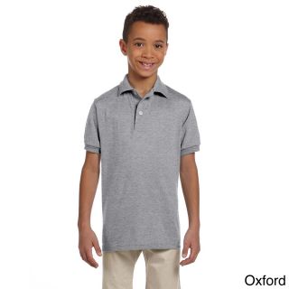 Jerzees Youth 50/50 Jersey Polo With Spotshield Grey Size L (14 16)