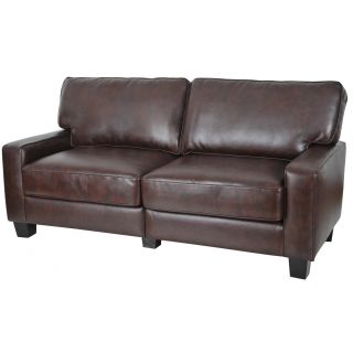Serta Monaco Collection Biscuit Brown Bonded Leather Sofa