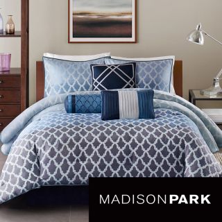 Madison Park Madison Park Sidney Blue 7 piece Comforter Set Blue Size Queen