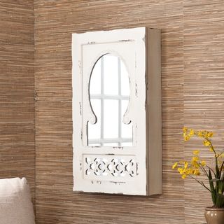 Upton Home Magdalene Shabby Chic Mirrored Wall Mount Jewelry Armoire