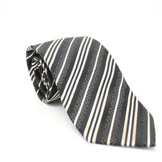 Ferrecci Slim Classic Brown Striped Necktie With Matching Handkerchief   Tie Set