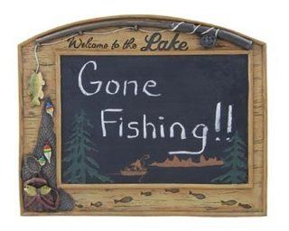 Wall Sign Chalkboard Welcome to the Lake (Fishing Theme) 9.75 inch   Plaques