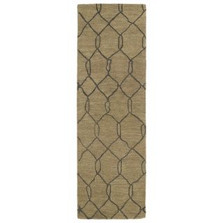 Hand tufted Utopia Tile Brown Wool Rug (26 X 8)