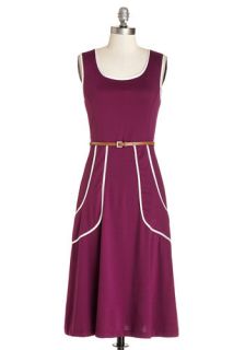 Outline of Work Dress in Plum  Mod Retro Vintage Dresses