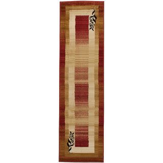 Red Casual Bordered Rug (2 X 73 Runner)
