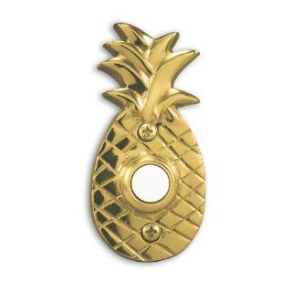 Heath Zenith 872 B Wired Push Button Pineapple Design, Polished Brass Finish with Lighted Center   Doorbell Push Buttons  