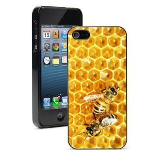 Apple iPhone 5 5S Black 5B873 Hard Back Case Cover Color Bees on Honey Comb Cell Phones & Accessories