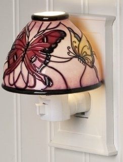 4.5" Red and Yellow Butterfly Lamp Shade Ceramic Night Light   Butterfly Decor